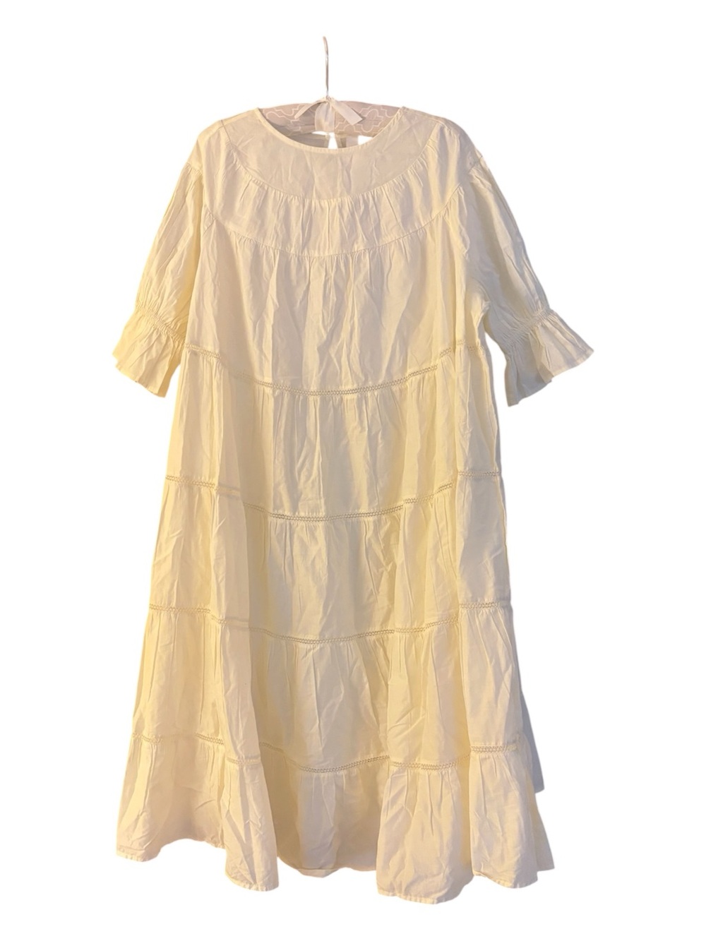 Merlette Relaxed Tiered Midi Dress in Pale Yellow Size S but would fit M NWOT